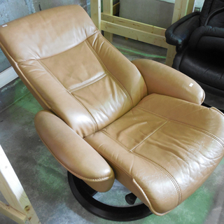 リクライニングチェア フランスベッド レザー キャメル系 本革