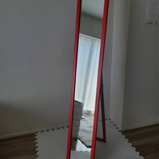 木製スタンドミラー（150×25）赤
