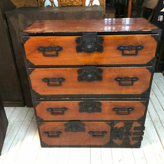 JF00743 古家具 箪笥 昭和 レトロ 年代物.