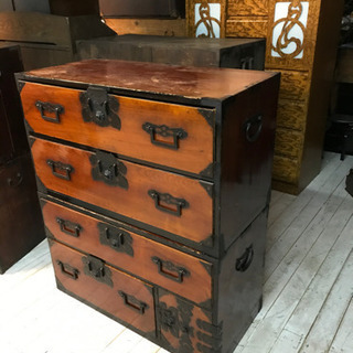 JF00743 古家具 箪笥 昭和 レトロ 年代物.