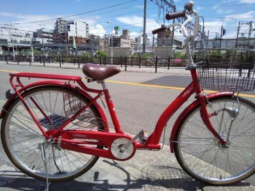 値下げ！♪ジモティー特価♪乗り降りがしやすい安心設計フレーム　ＬＥＤオートライト付き２６型中古自転車　新大阪サイクルキッズ