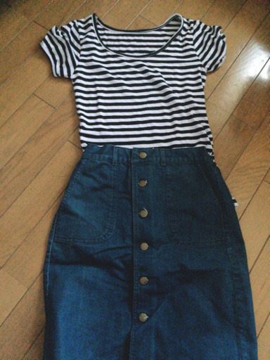 コーデ売り ボーダーマリンｔシャツとデニムスカート あやな 横浜の服 ファッションの中古 古着あげます 譲ります ジモティーで不用品の処分