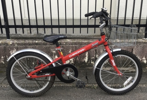 美品車＞人気の18インチ・JEEP・チェロキー 子供用自転車 ・レッド 