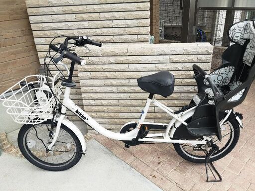 bikke 白☆非電動☆三段変速・リアチャイルドシート付き