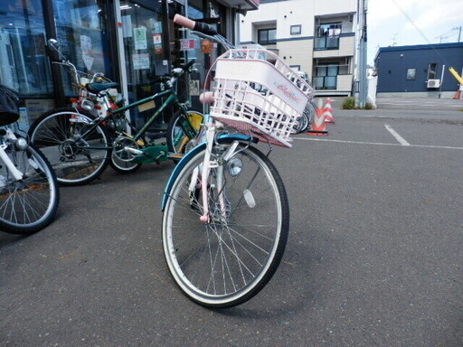 子供用自転車 24インチ 6段切替 ジュニアサイクル ライト、カゴ付き ピンク 自転車 ペイペイ対応 札幌市西区西野