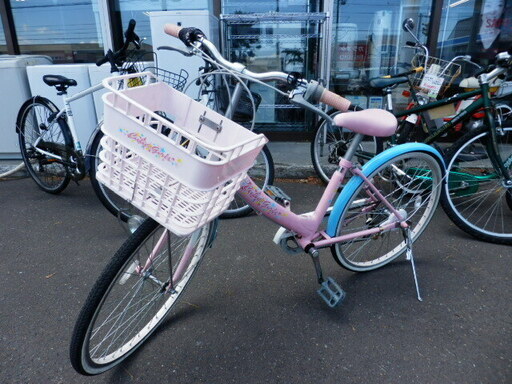 子供用自転車 24インチ 6段切替 ジュニアサイクル ライト、カゴ付き 