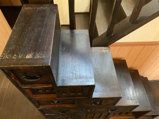 階段箪笥 タンス 木製 アンティーク レトロ 収納 和ダンス 両面 | 32