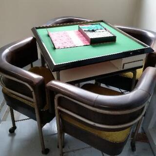雀卓　椅子×4　麻雀牌　一式セット　手打ち　麻雀テーブル