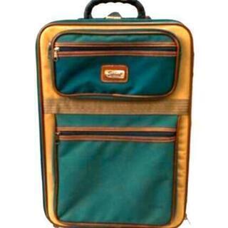 スーツケース　布製　緑×カーキ  サイズ55×37×19㎝