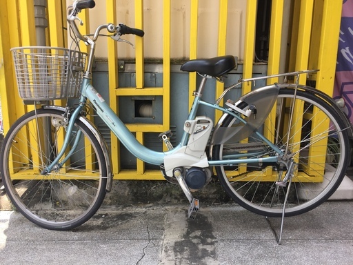 《レンタサイクル店使用　自転車整備士整備済み！》㉕中古車　電動アシスト　26インチ　Panasonic　ブルー　3段変速付