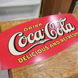コカコーラ リボン型看板 幅69cm レトロPOP DRINK ヴィンテージ 札幌市東区 新道東店 コカコーラ リボン型看板 幅69cm レトロPOP DRINK ヴィンテージ 札幌
