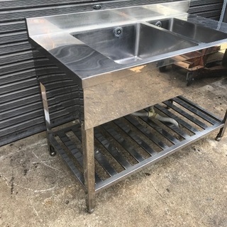 ステンレス製 2槽シンク 流し台 横120cm 業務用 厨房 飲食店 
