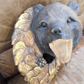 熊 木彫り 壁掛け 幅42×奥行22×高さ45㎝ オブジェ インテリア苫小牧