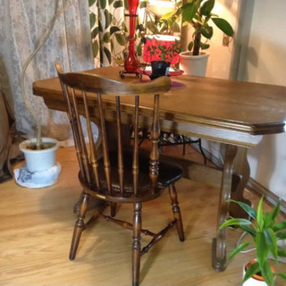 高級ナラ材伸長テーブル×椅子2脚