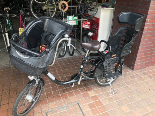 20インチ 日本製　内装３段変速　ledオートライト付き　チャイルドシート付き　三人乗り自転車　ブラック