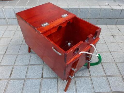 決まりました★★竿受／腰掛／釣具　収納　紀州釣り　水箱　★★木製防水ニス仕上げ