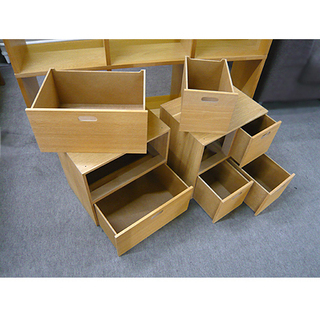 無印良品オーク材 スタッキングシェルフ 3段3列】引出し×3付き