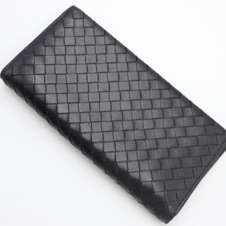 《BOTTEGA VENETA/イントレチャート 二つ折り 長財布》Bランク 黒