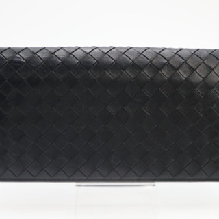 《BOTTEGA VENETA/イントレチャート 二つ折り 長財布》Bランク 黒