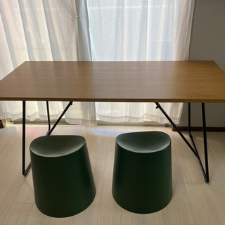 MUJI 無印　折りたたみテーブル　幅160㎝　　椅子2つ　セット売り