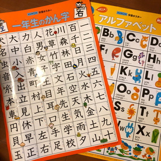 くもん　学習ポスター　１年生の漢字、アルファベット