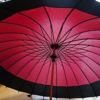 新品・未使用 雨傘 24本張り120cm 赤色 黒縁