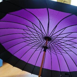 新品・未使用 雨傘 24本張り120cm 紫色 黒縁