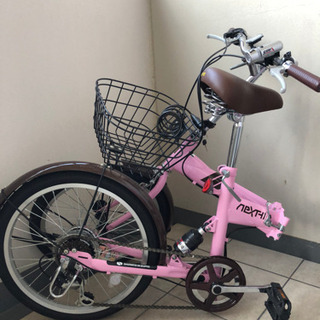 未使用 可愛いピンク折り畳み自転車