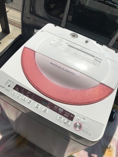 2番2014年製シャープ全自動洗濯機ピンク千葉県内配送無料。設置無料