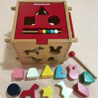 【消毒済】ミキハウス　つみき　知育玩具　木琴　型はめ　おもちゃ