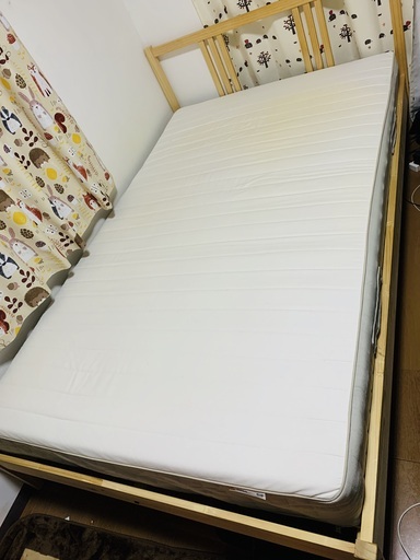 【家具家電全て手放し！】【セミダブルベッド】マットレス付き、IKEA、組み立て書付き
