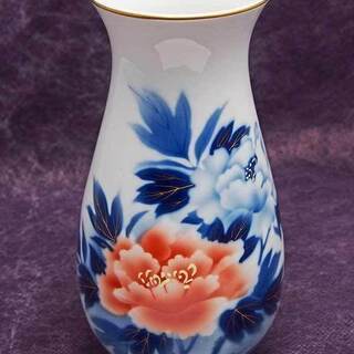 【JA】宮内庁御用達 深川製磁 牡丹文 花瓶 21cm