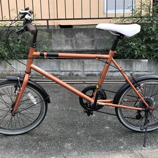 美品　整備済みサイモトミニベロ　20インチ6段変速Mayfurブラウン自転車