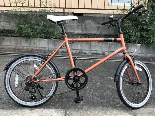 美品　整備済みサイモトミニベロ　20インチ6段変速Mayfurブラウン自転車