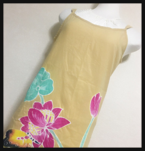 インドネシア製 蓮柄 ロータス柄キャミソールワンピース アジアン アースカラー プロフ読んで頂きたい 佐原の服 ファッションの中古 古着あげます 譲ります ジモティーで不用品の処分