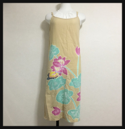 インドネシア製 蓮柄 ロータス柄キャミソールワンピース アジアン アースカラー プロフ読んで頂きたい 佐原の服 ファッションの中古 古着あげます 譲ります ジモティーで不用品の処分