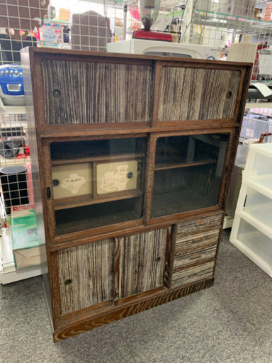 値下げ アンティーク茶棚食器棚和家具古民家昭和レトロインテリア 株式会社コローレ 中間の収納家具 食器棚 キッチン収納 の中古あげます 譲ります ジモティーで不用品の処分