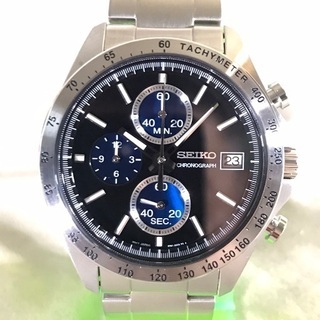 SEIKOセイコー メンズクォーツ クロノグラフ 8T67 00C0 黒＆紺モデル 2019年製造 2020年8月購入（メーカー保証1年）SBTR003 スピリット