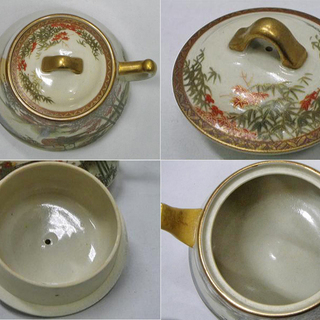 【WE】金彩 細密山水に鳳凰文 薩摩焼 ティーポット