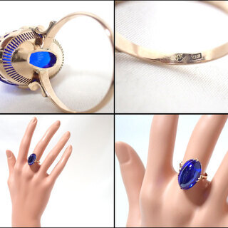 E364 K18 リング 5.1g 11号 指輪 サファイア スピネル