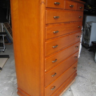 横浜ダニエル DANIEL 最高級(60万円) 樺材 エトランジェ チェストナイン 7段 整理タンス 中古品 近く無料配達