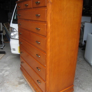 横浜ダニエル DANIEL 最高級(60万円) 樺材 エトランジェ チェストナイン 7段 整理タンス 中古品 近く無料配達