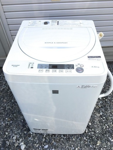 シャープ ４.5kg 全自動洗濯機  ES-G4E5-KW ホワイト 2017年製