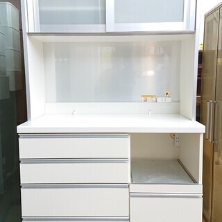 ★ pamouna パモウナ レンジボード 食器棚 ホワイト ソフトクローズ 高級 モダン☆100×50×203☆配達可能 買取帝国 朝霞店 