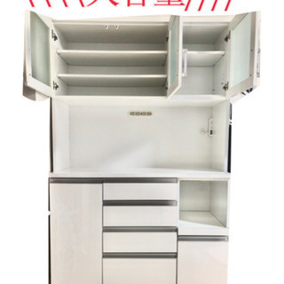 【最終値下げ】展示品 ほぼ未使用 キッチンボード　食器棚　ホワイト