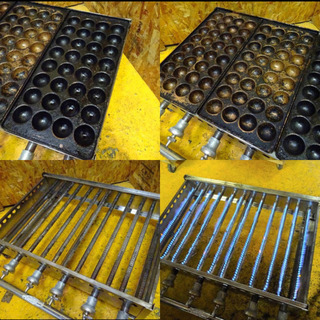 (4938-0)業務用 銅板 たこ焼き器 3連 32穴×3 直径45mm ガス種不明 W775×D610×H200 中古 厨房機器 タコヤキ 屋台 お祭り 飲食店 店舗 4938-0)業務用 銅板 たこ焼き器 3連 32穴×3 直径45mm ガス