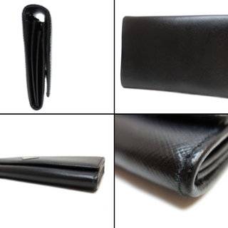 良品 PRADA プラダ サフィアーノレザー 二つ折り長財布 黒 M608A