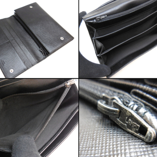 良品 PRADA プラダ サフィアーノレザー 二つ折り長財布 黒 M608A