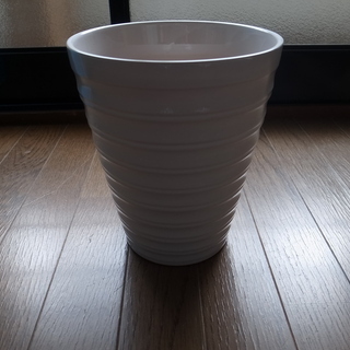 大きめな陶器製の植木鉢 白