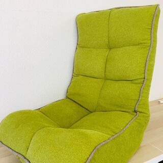 リクライニングソファチェア　座椅子　一人用　鮮やかな黄緑　破損なし